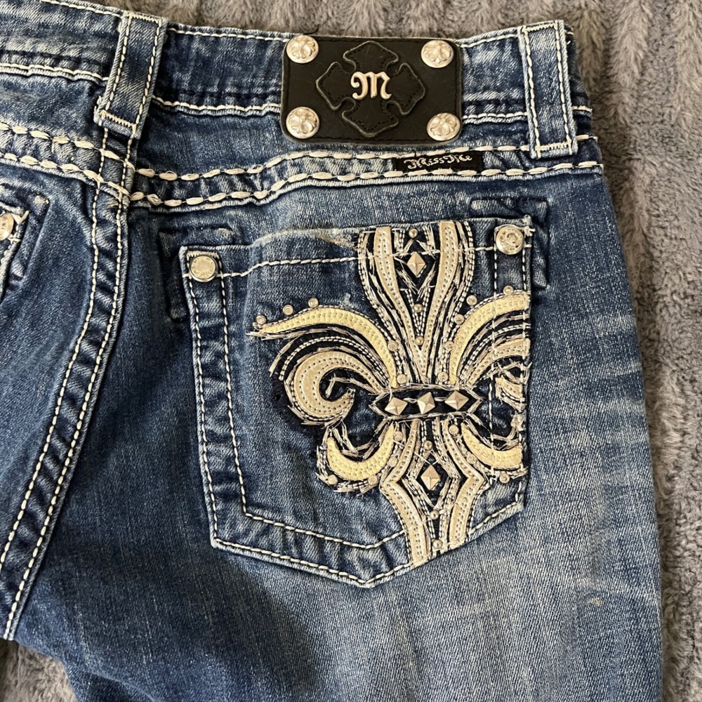 Miss Me Blue Distressed Denim Bermuda Shorts